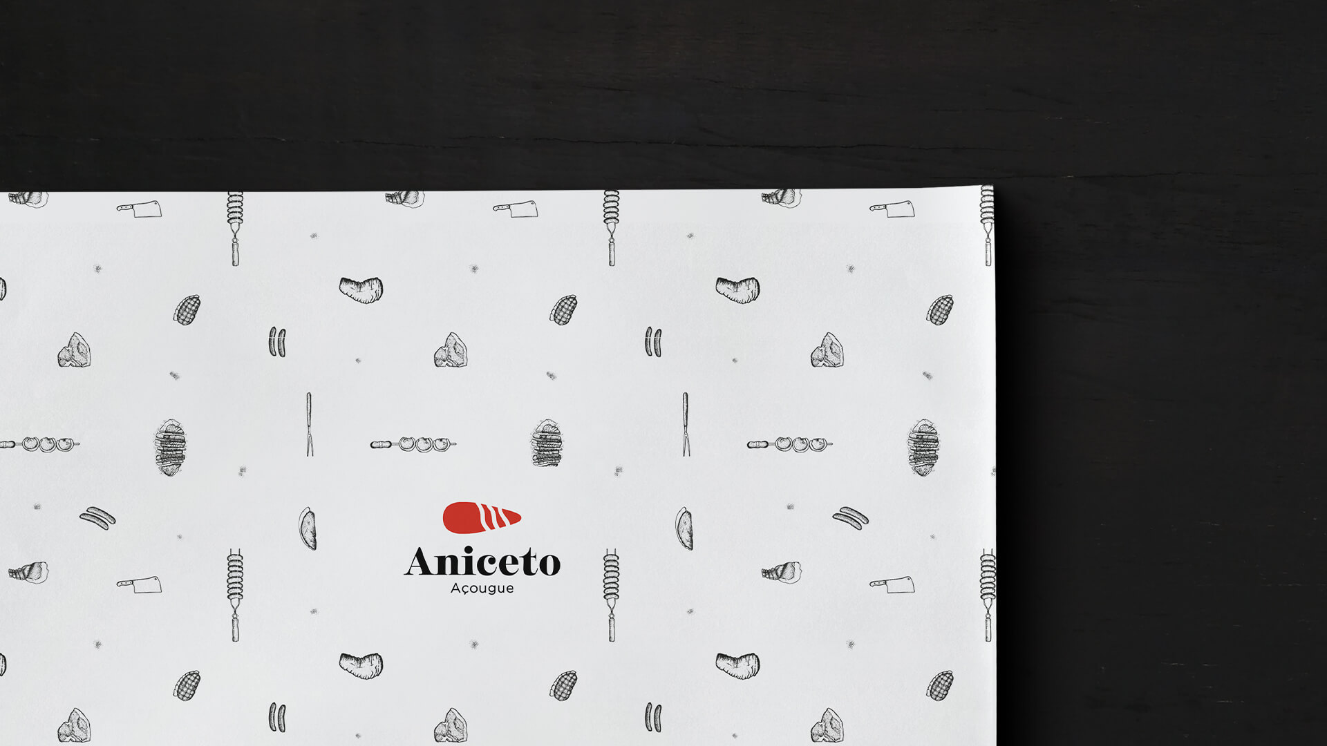 papel personalizado com logo acougue aniceto