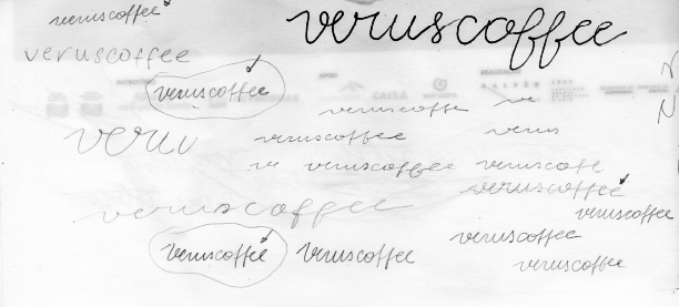 rascunho de lettering do logo veruscoffee